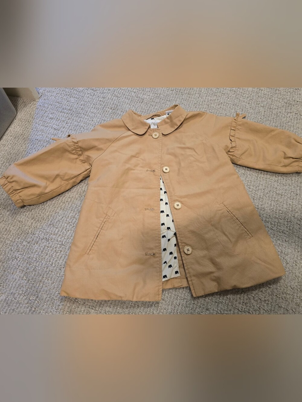 ZARA Kids' Tan Coat with Peter Pan Collar